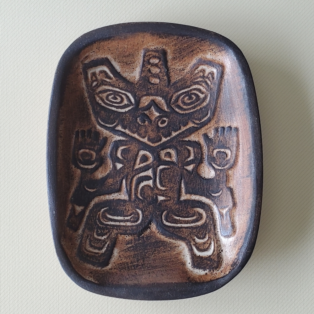 Mid Century Haida Bear Pottery Trinket Dish Gene Barker BC